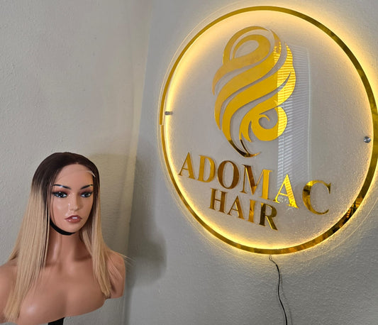 14" 5by5 SDD Vietnamese Bone Straight Human Hair Blonde Tone Colour Glueless wig - Affordable Luxury for Ladies