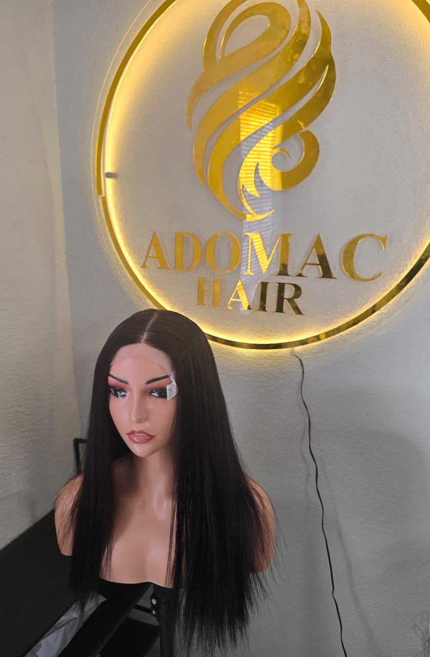 18" 5by5 SDD Bone Straight Human Hair Natural Colour Glueless wig - Affordable Luxury for Ladies