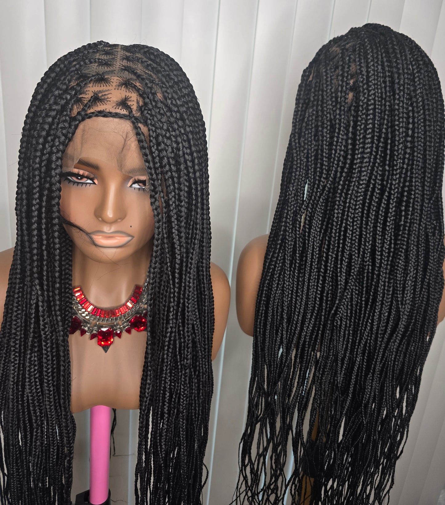 Fulllace 30inches Knotless Synthetic Braided Wig for Classic Ladies Long Black Braids with Natural Look Knotless Design & Synthetic Material