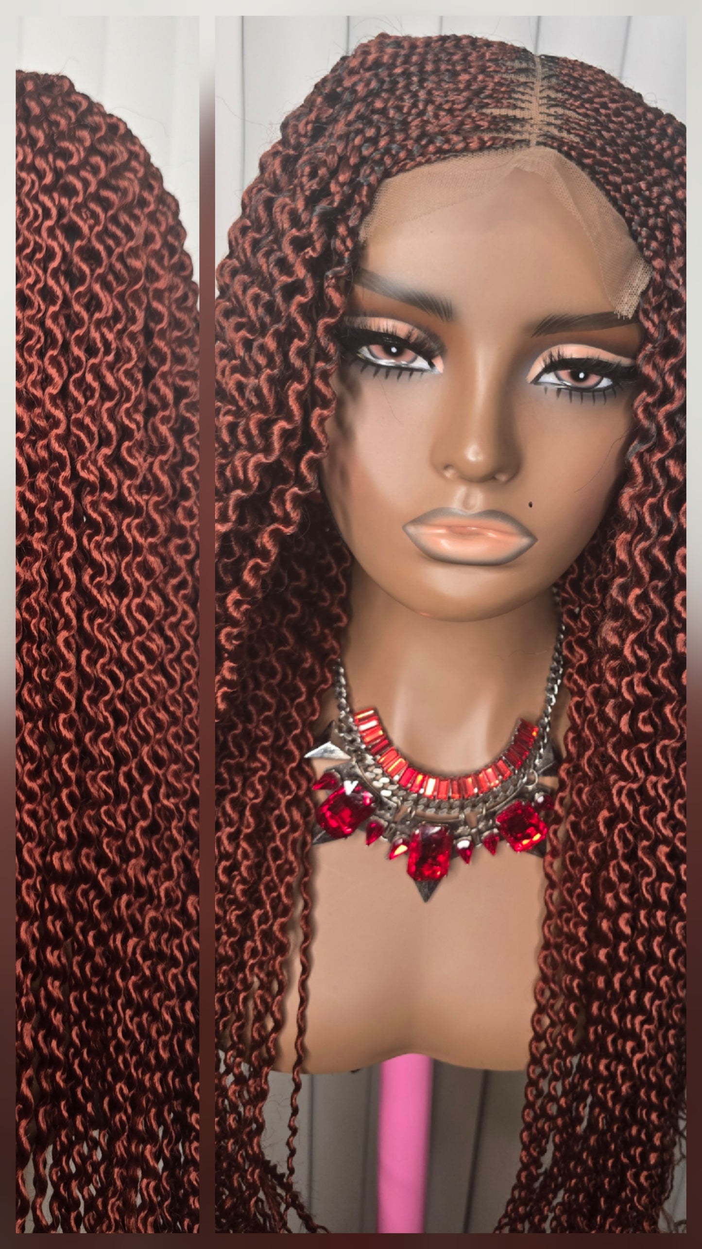 Classic Lady Watermelon Brown synthetic Braided Wig