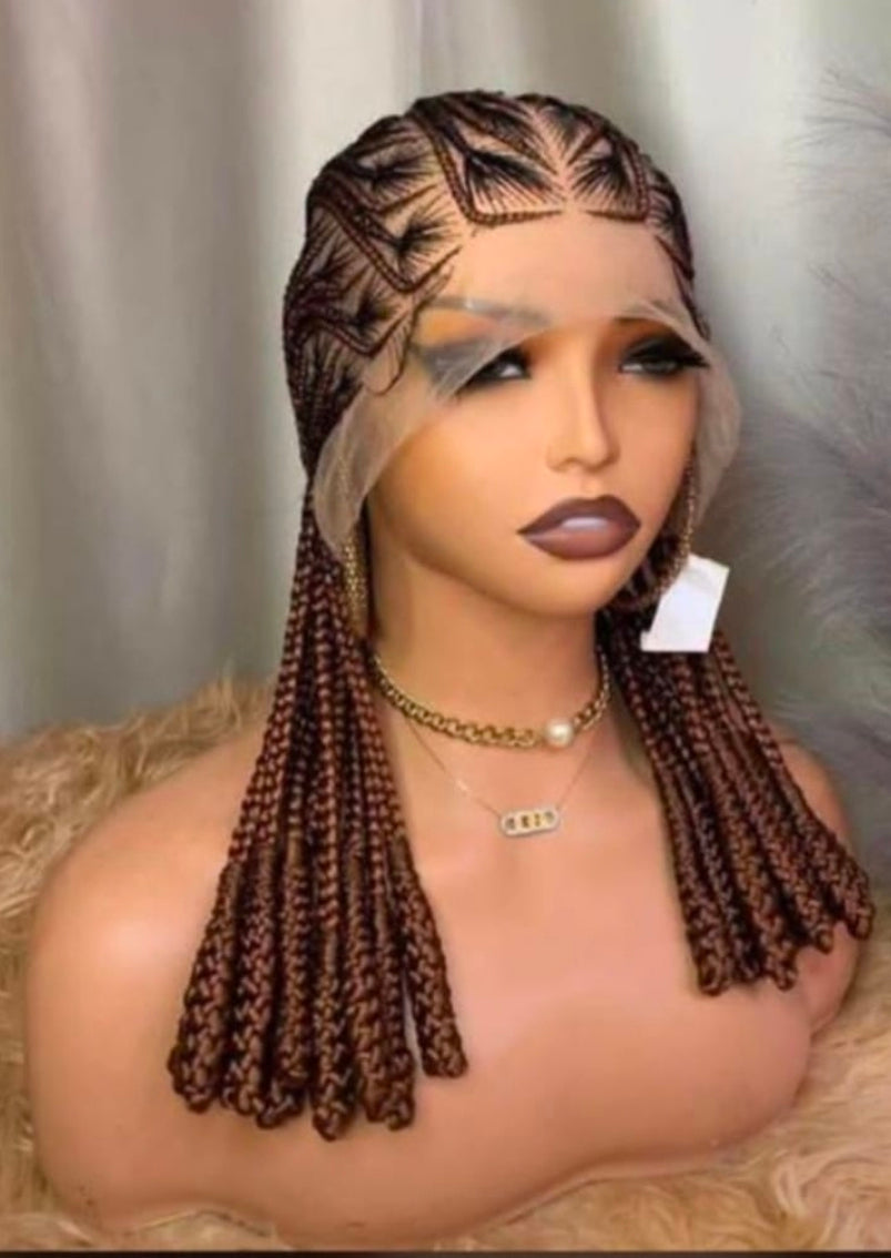 Adomac 053 Brown Synthetic Braided Wig for Classic Ladies High-Quality Braids for Everyday Wear Natural Look & Elegant Style