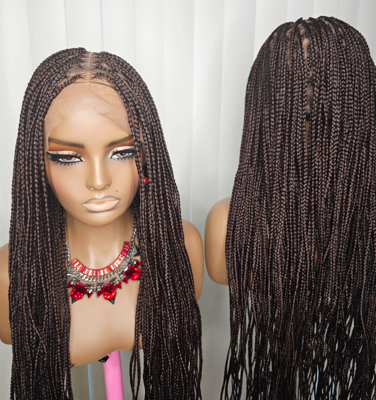 36-Inch Brown Knotless Braided Wig – Classy, Beautiful & Elegant