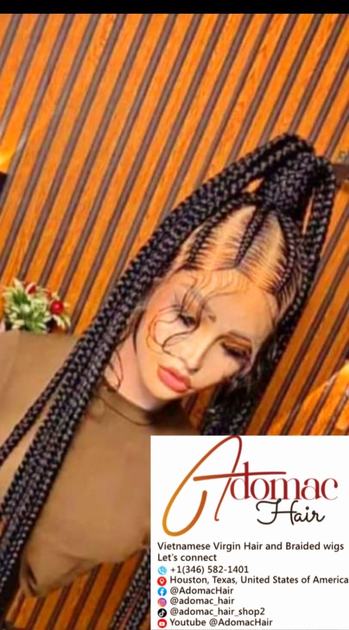 Black 36inches 360 full lace Braided Wig 003- Luxury Braided Wig Style with Easy Styling & Comfortable Design for a Distinctive Look
