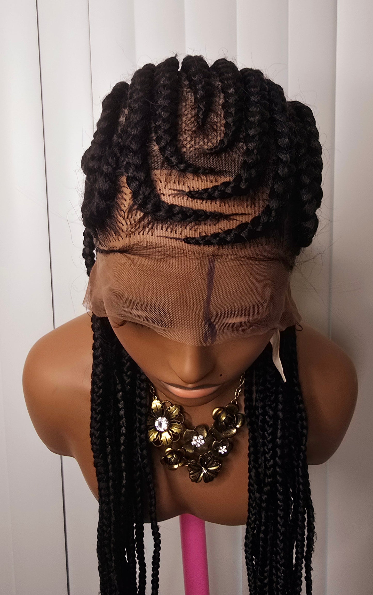 Black Full Lace 30 Inches Synthetic Braided Wig for Classic Ladies with Natural Look and Comfortable Fit