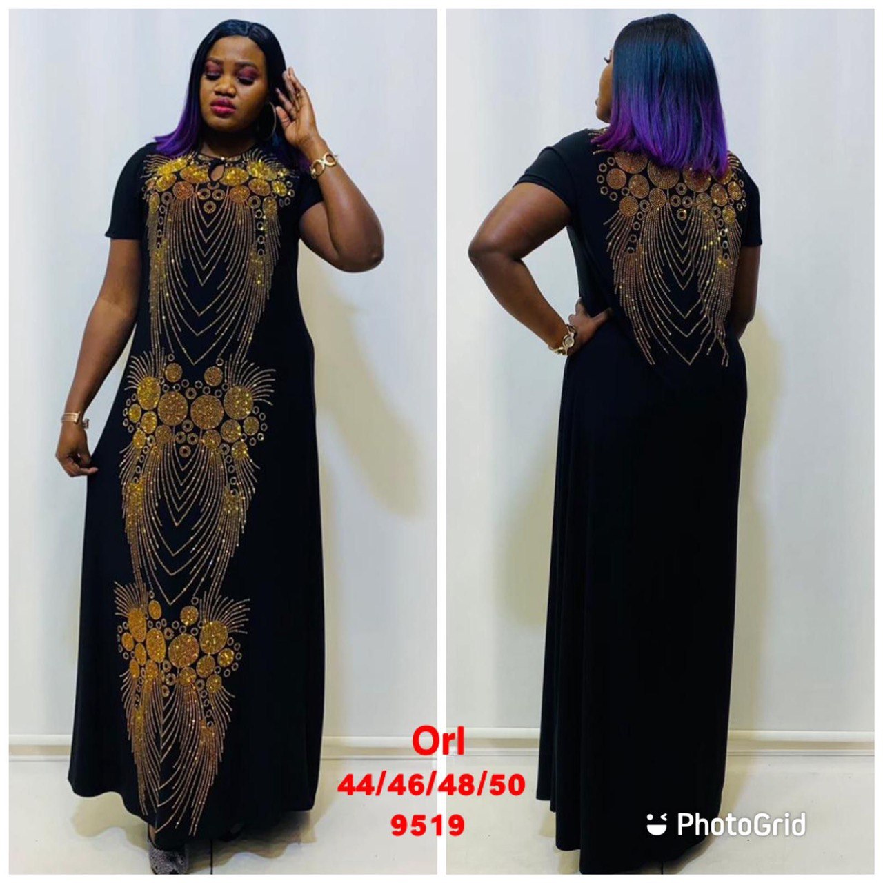 Long Black Stoned Beautiful Wear for Ladies with Gold Embroidery