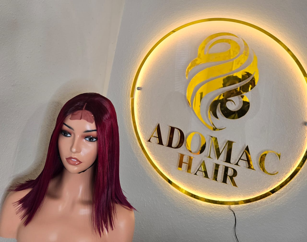 12" 2by6 SDD Vietnamese Bone Straight Human Hair Burgundy  Glueless wig  - Affordable Luxury for Ladies