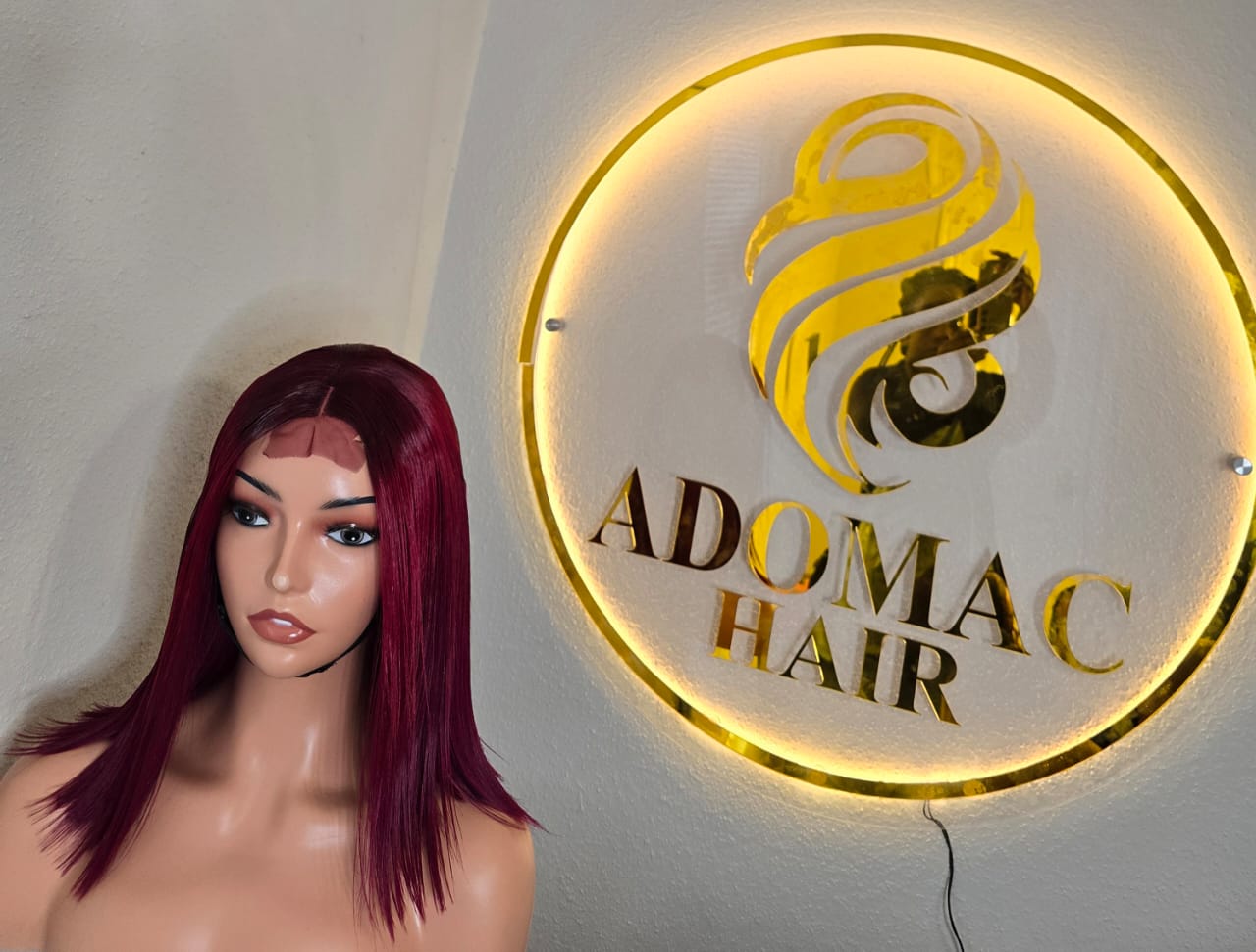 12" 2by6 SDD Vietnamese Bone Straight Human Hair Burgundy  Glueless wig  - Affordable Luxury for Ladies