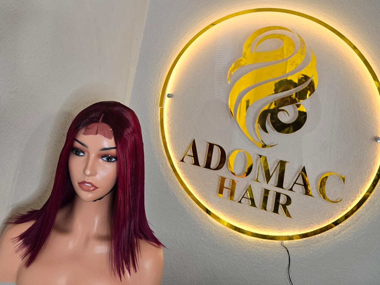 12" 2by6 SDD Vietnamese Bone Straight Human Hair Burgundy  Glueless wig  - Affordable Luxury for Ladies