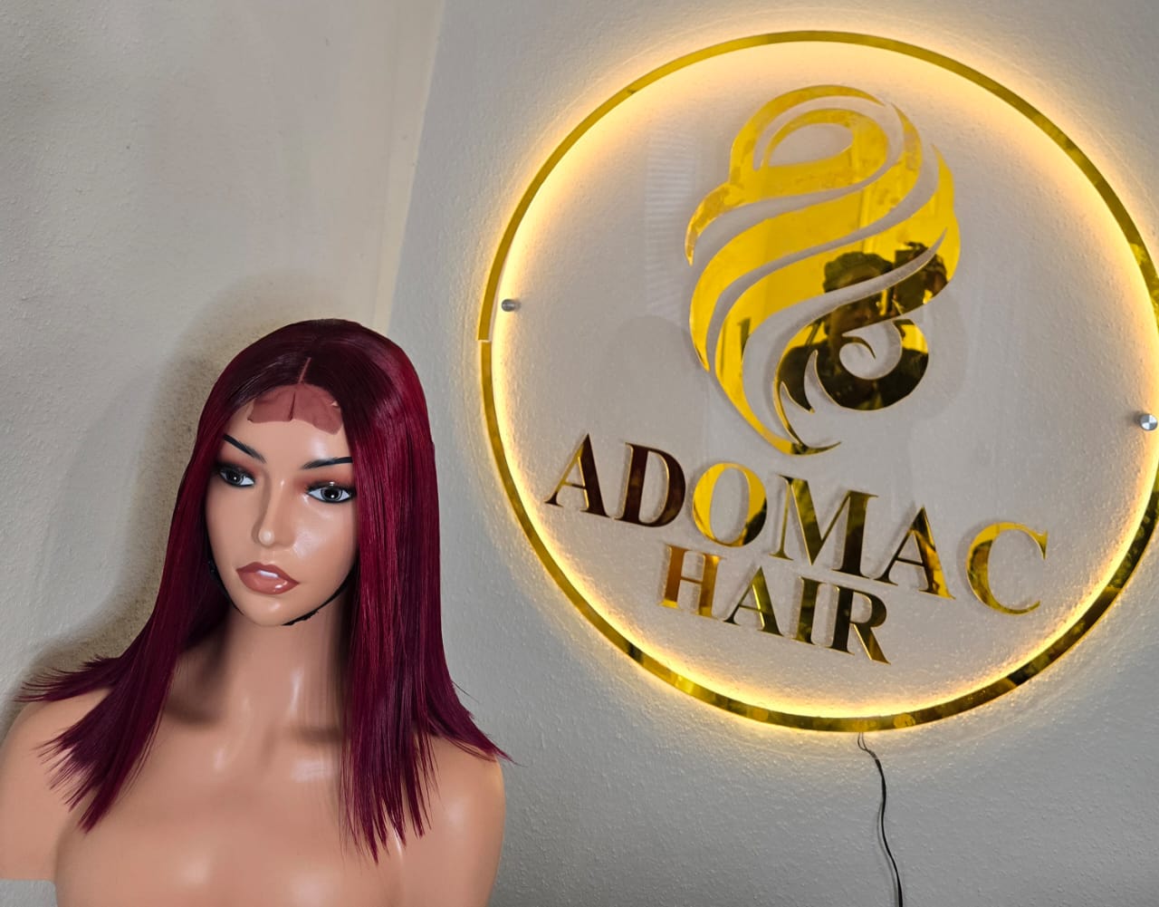12" 2by6 SDD Vietnamese Bone Straight Human Hair Burgundy  Glueless wig  - Affordable Luxury for Ladies