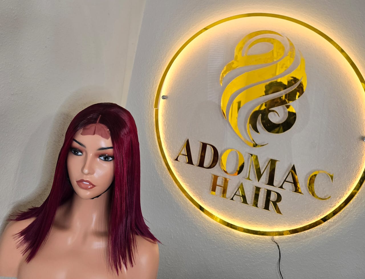 12" 2by6 SDD Vietnamese Bone Straight Human Hair Burgundy  Glueless wig  - Affordable Luxury for Ladies