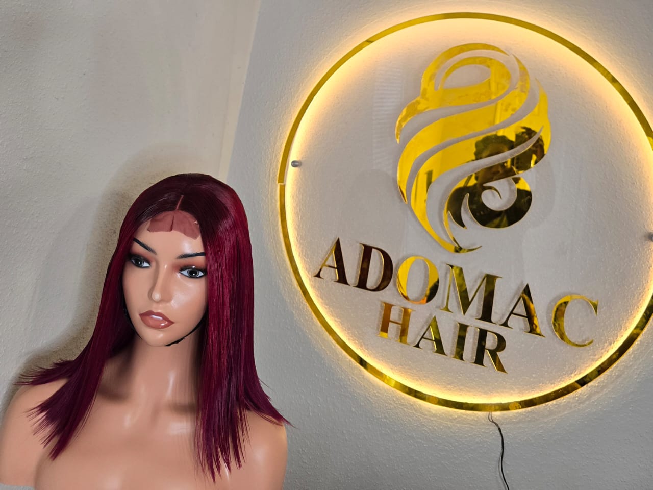 12" 2by6 SDD Vietnamese Bone Straight Human Hair Burgundy  Glueless wig  - Affordable Luxury for Ladies