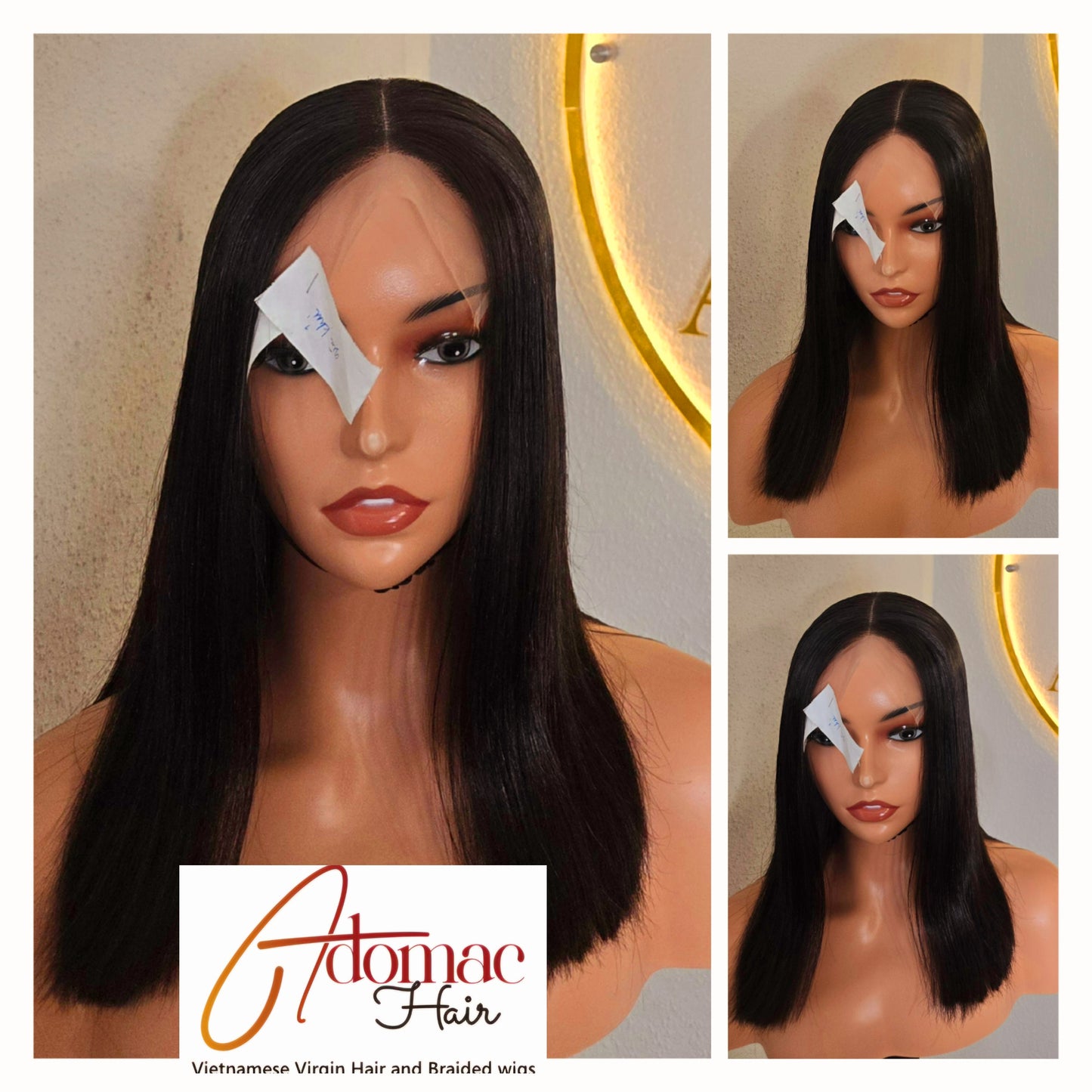 12" 5by5 SDD Vietnamese Bone Straight Human Hair Natural Colour  Glueless wig  - Affordable Luxury wig for Ladies
