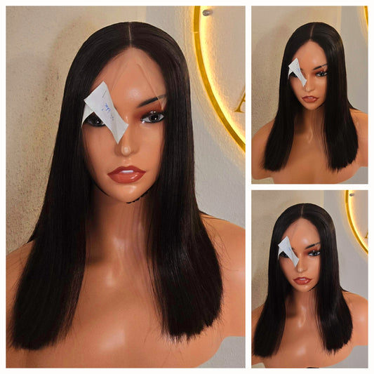 12" 5by5 SDD Vietnamese Bone Straight Human Hair Natural Colour  Glueless wig  - Affordable Luxury wig for Ladies