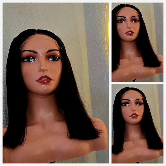 14" 5by5 SDD Straight Human Hair Natural Colour  Glueless wig  - Affordable Luxury for Ladies