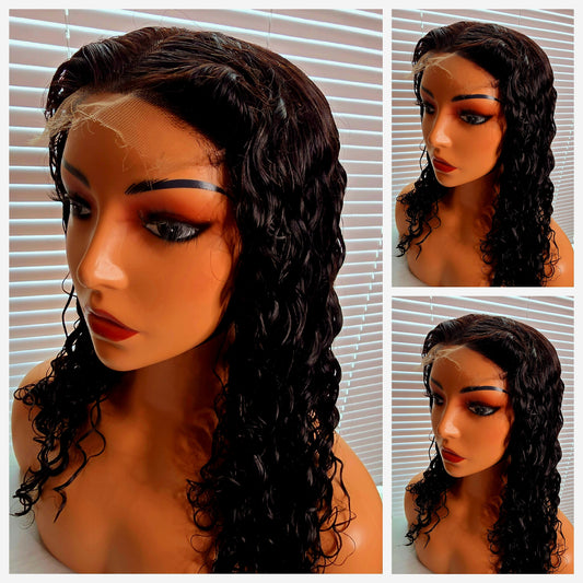 16" 4by 4 SDD Deep Wave Human Hair Natural Colour  Glueless wig  300grams - Affordable Luxury wig for Ladies
