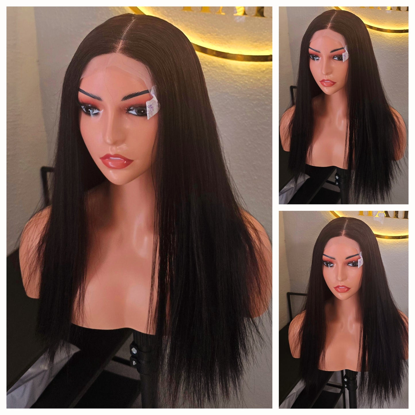 18" 5by5 SDD Bone Straight Human Hair Natural Colour  Glueless wig  - Affordable Luxury for Ladies