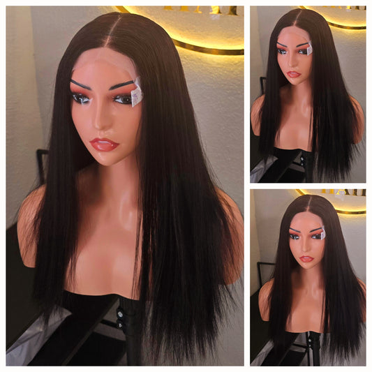 18" 5by5 SDD Bone Straight Human Hair Natural Colour  Glueless wig  - Affordable Luxury for Ladies
