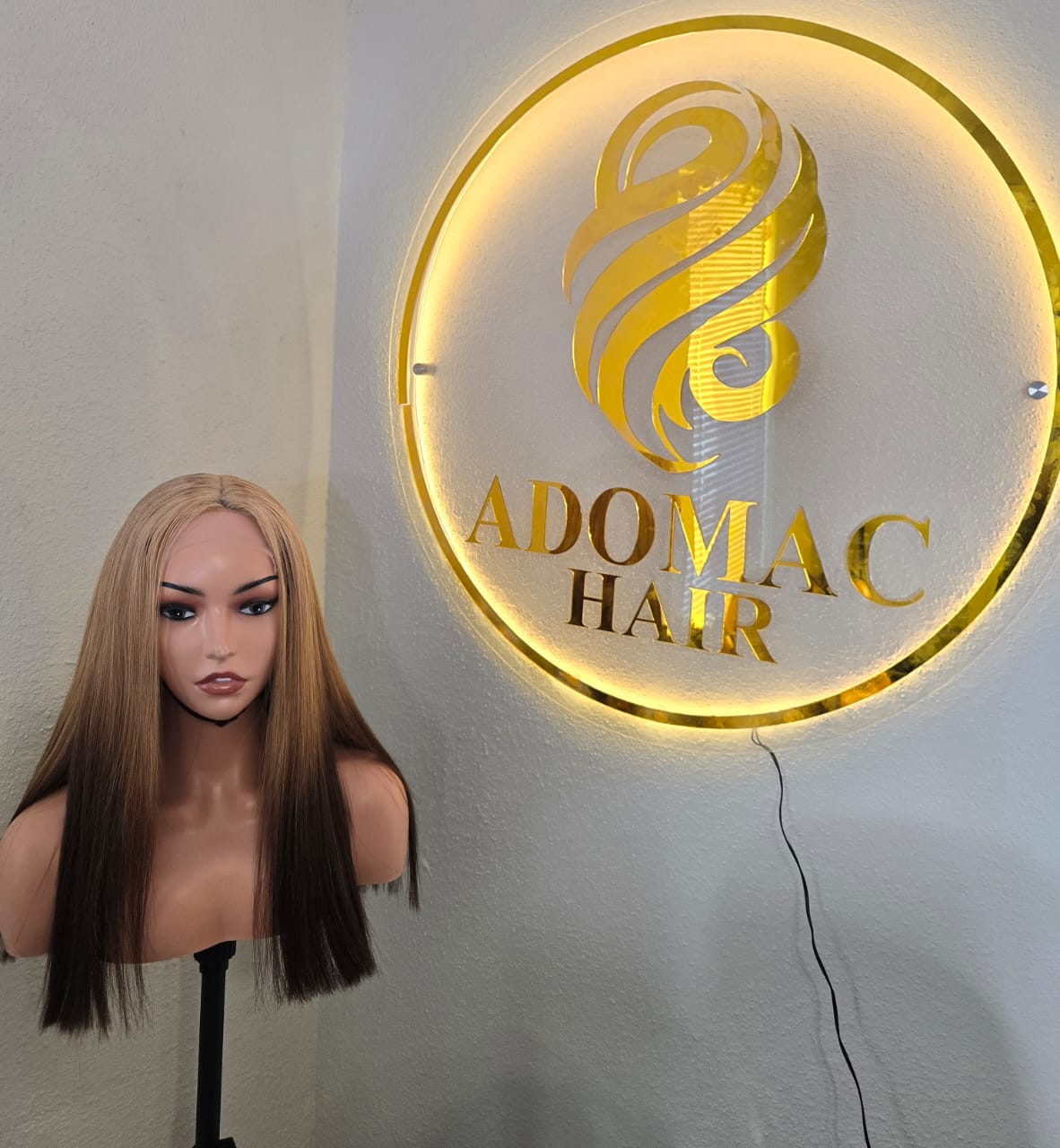 18" Blonde Tone 5by5 Vietnamese Closure glueless wig Bone Straight 300grams- Affordable luxury wig for Ladies