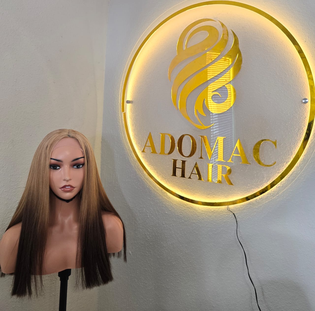 18" Blonde Tone 5by5 Vietnamese Closure glueless wig Bone Straight 300grams- Affordable luxury wig for Ladies