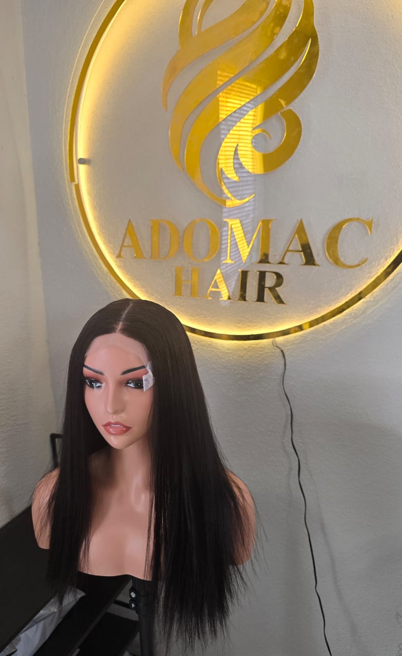 18" 5by5 SDD Bone Straight Human Hair Natural Colour  Glueless wig  - Affordable Luxury for Ladies