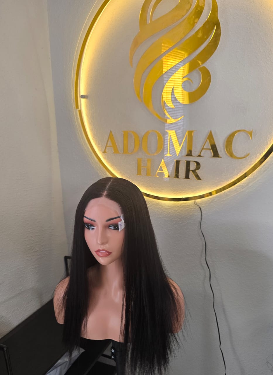 18" 5by5 SDD Bone Straight Human Hair Natural Colour  Glueless wig  - Affordable Luxury for Ladies