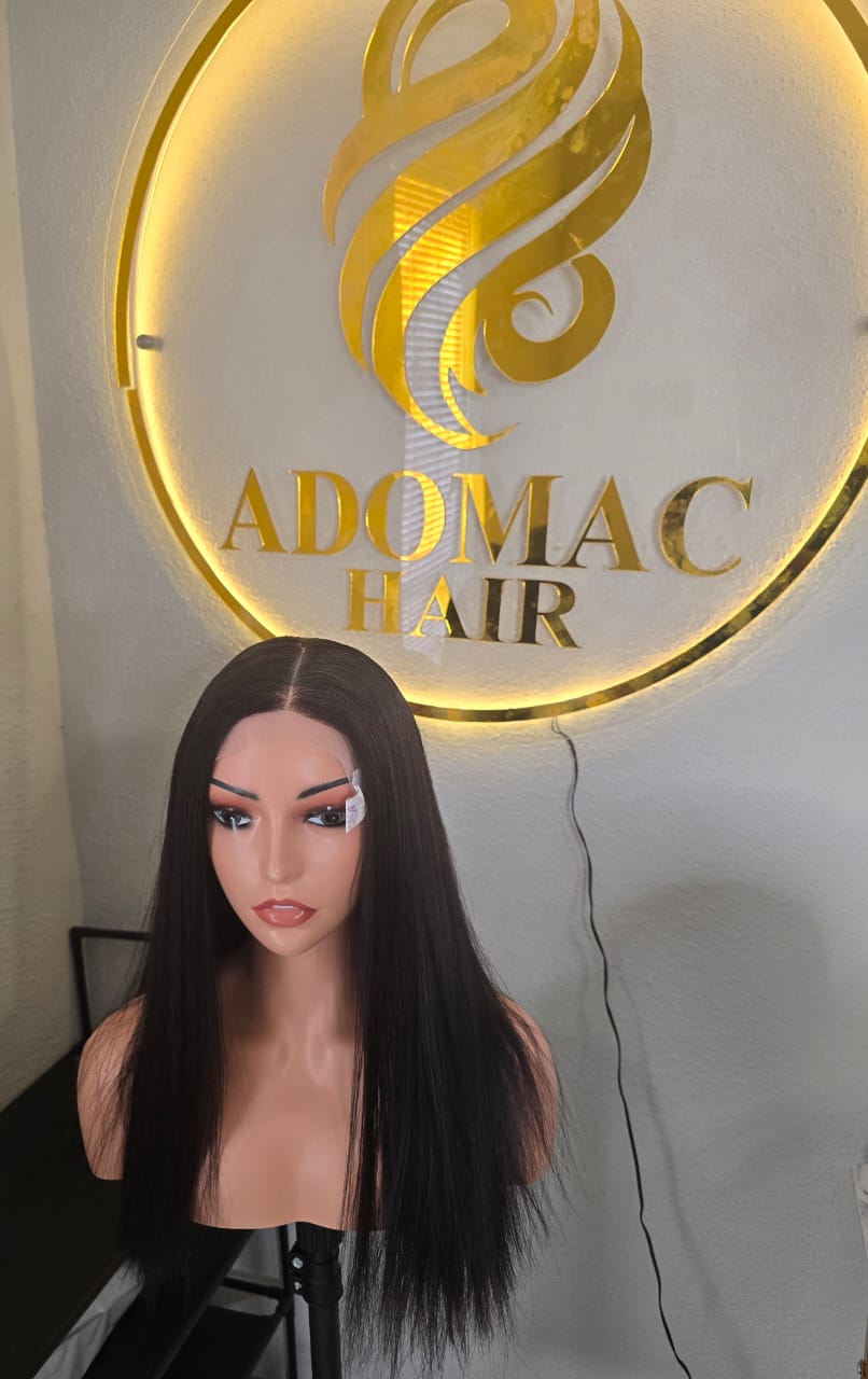 18" 5by5 SDD Bone Straight Human Hair Natural Colour  Glueless wig  - Affordable Luxury for Ladies