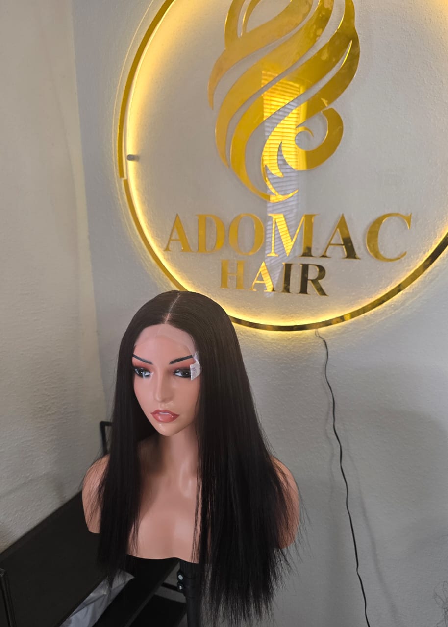 18" 5by5 SDD Bone Straight Human Hair Natural Colour  Glueless wig  - Affordable Luxury for Ladies