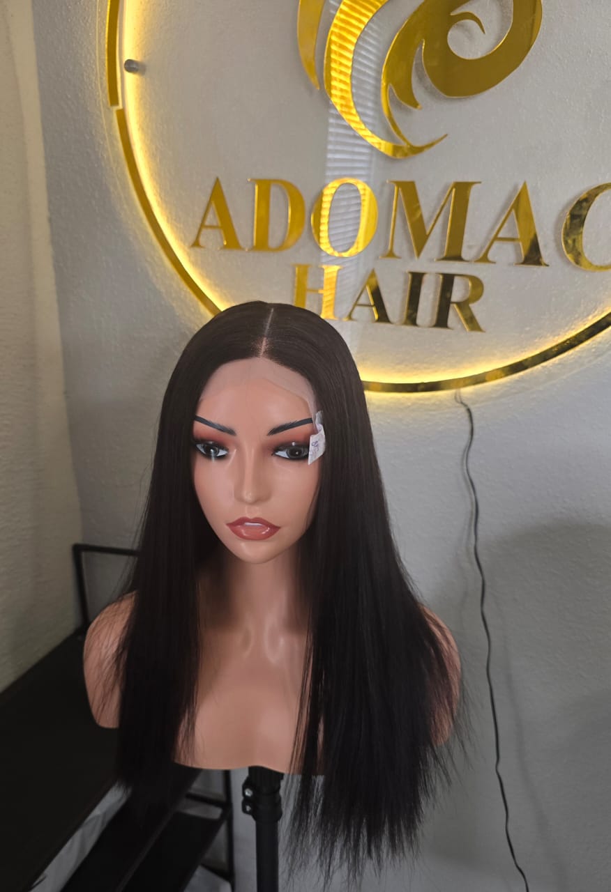 18" 5by5 SDD Bone Straight Human Hair Natural Colour  Glueless wig  - Affordable Luxury for Ladies