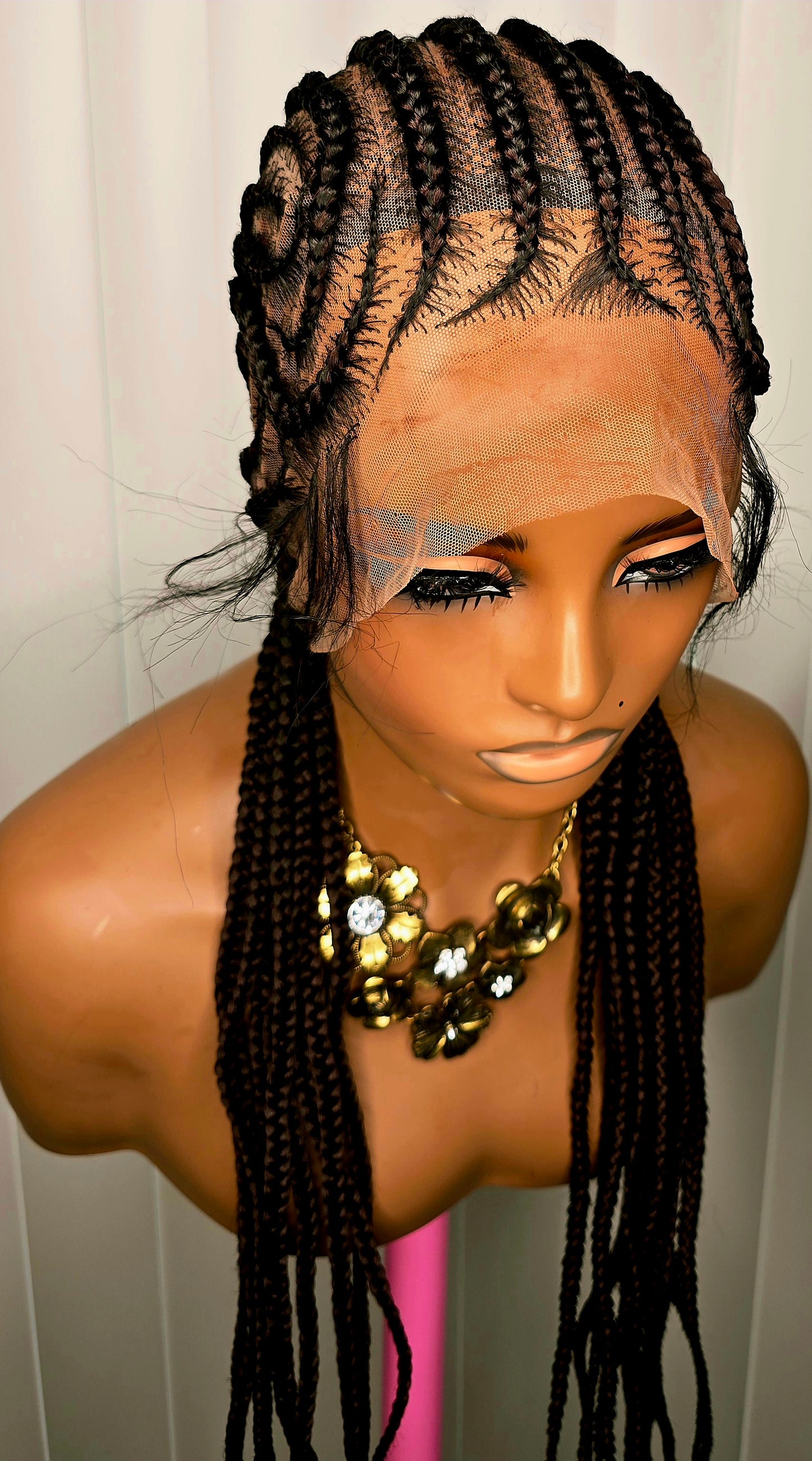 Brown Cornrows Synthetic Braided Wig for Classic Aides with Natural Look and Durable Braids Unisex Comfortable and Manageable