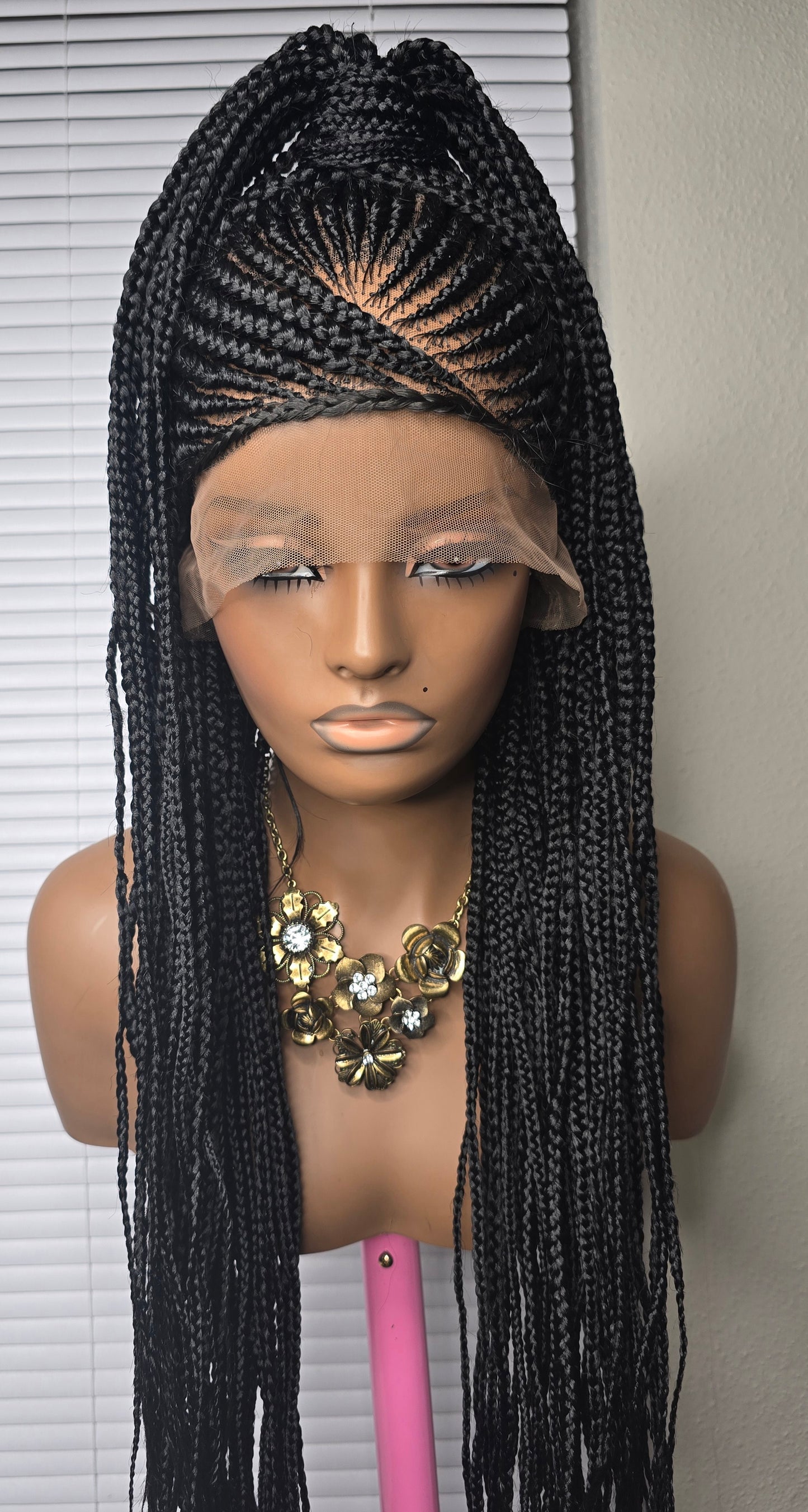 Black 36inches synthetic  Braided wig Ponytail Style for Classic Ladies