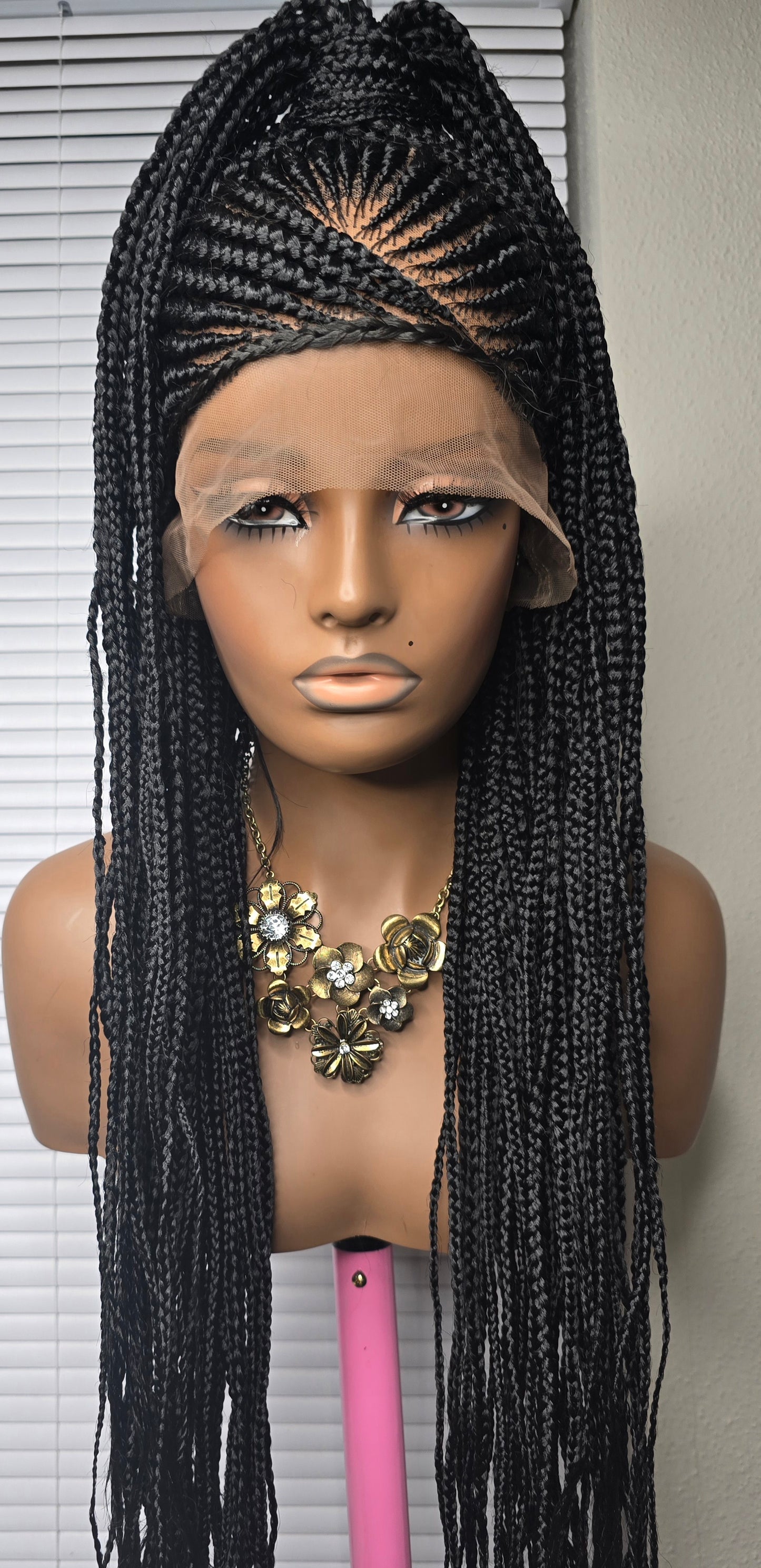 Black 36inches synthetic  Braided wig Ponytail Style for Classic Ladies