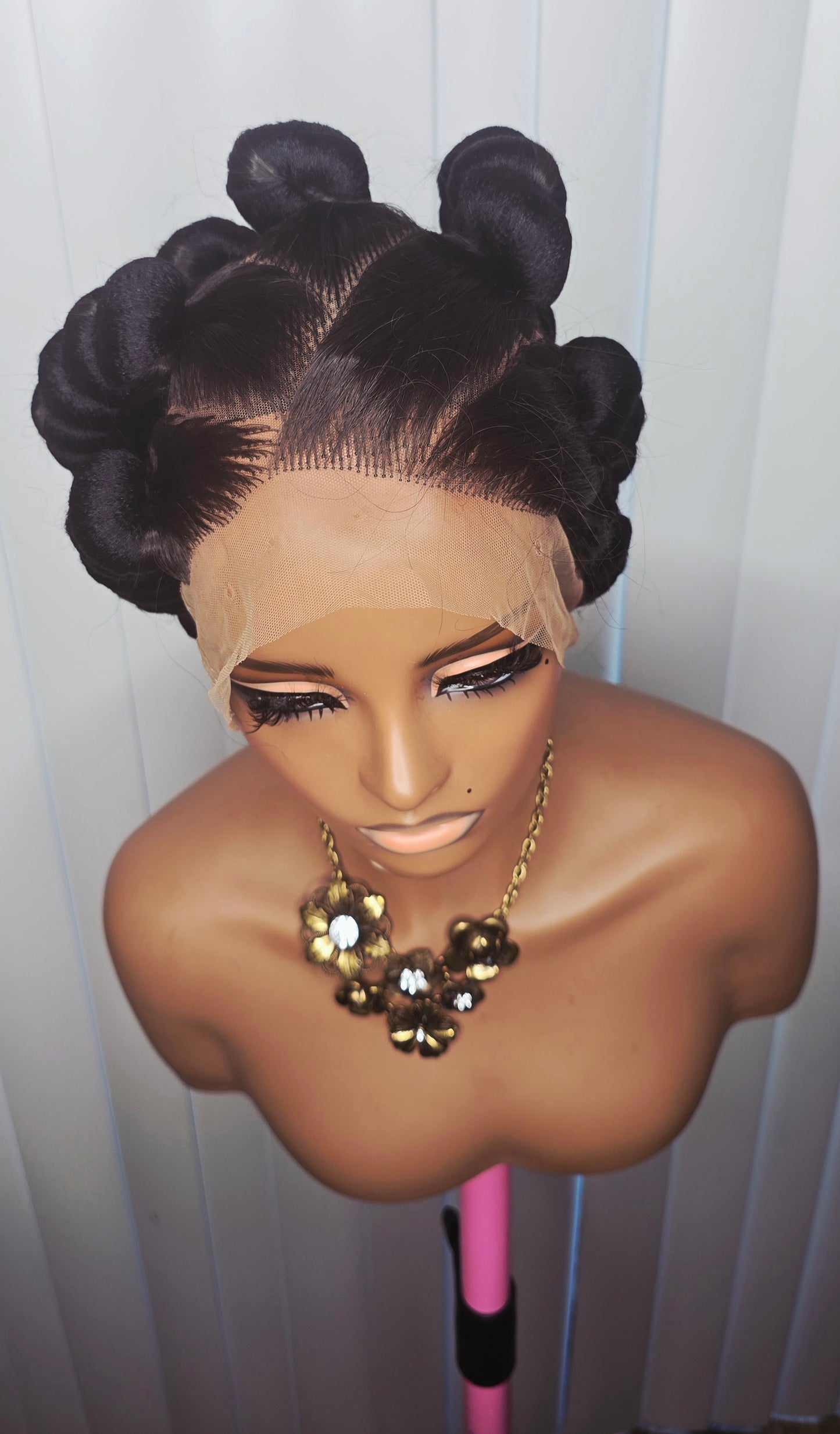 Black Packed Synthetic Braided Wig for Classic Ladies - Elegant and Durable