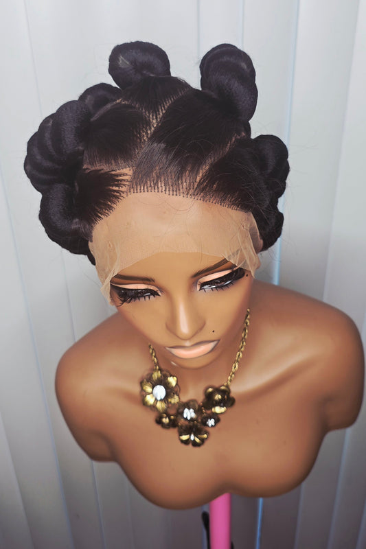 Black Packed Synthetic Braided Wig for Classic Ladies - Elegant and Durable