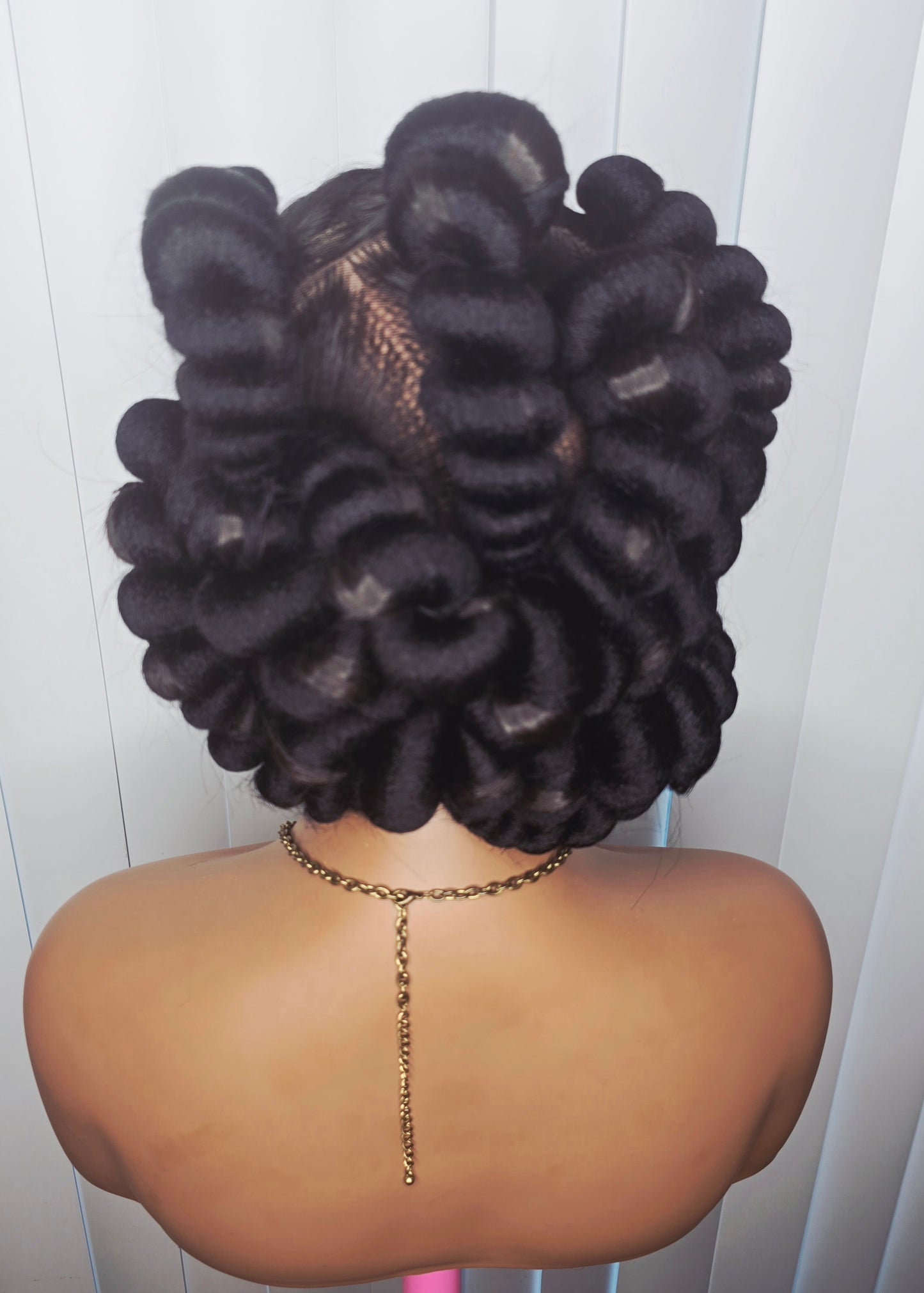 Black Packed Synthetic Braided Wig for Classic Ladies - Elegant and Durable