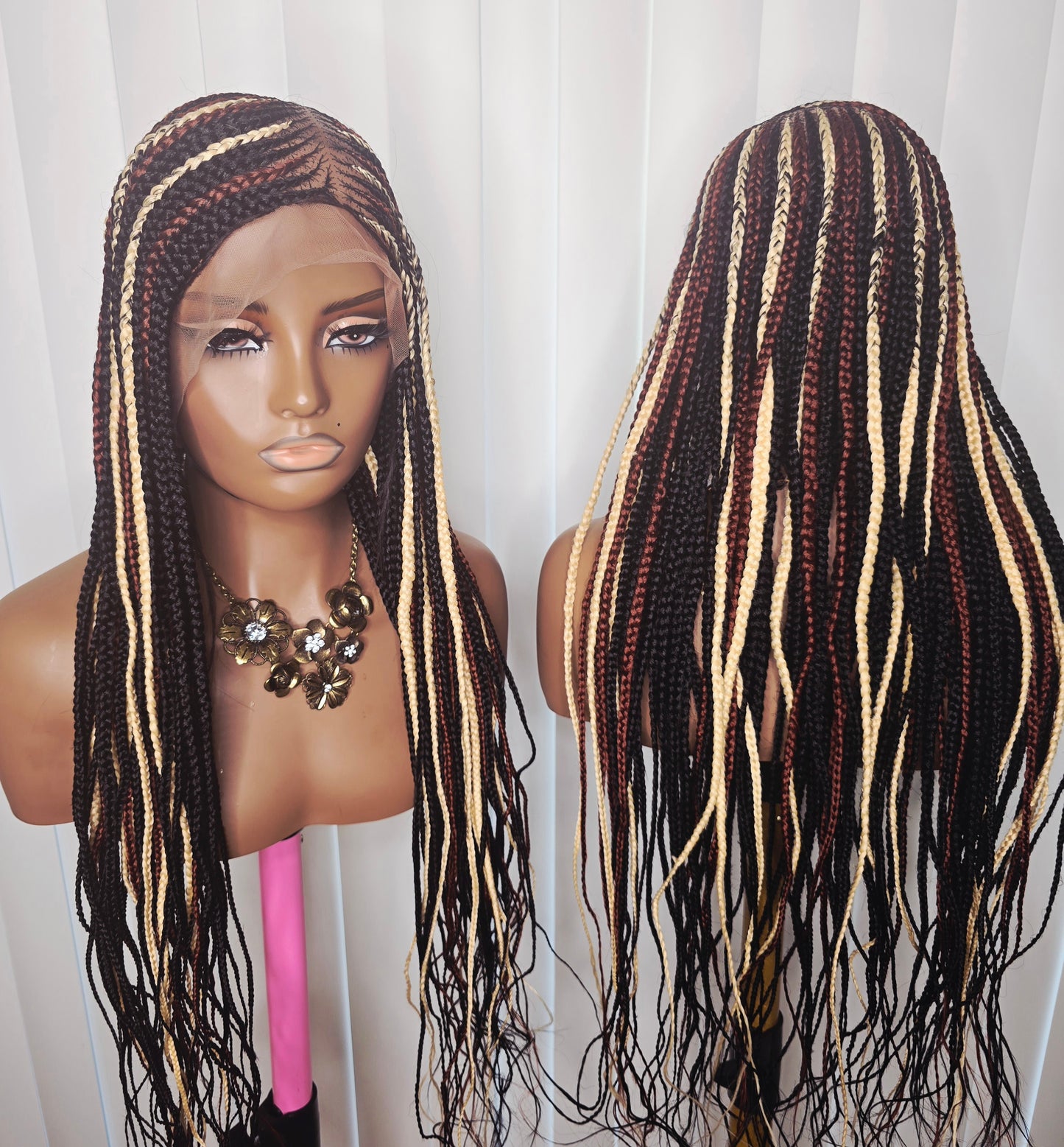 Adomac 060 C-Cut Synthetic Braided Wig for Classic Ladies Easy Styling with Multi-Color Braids and Natural Look Unisex