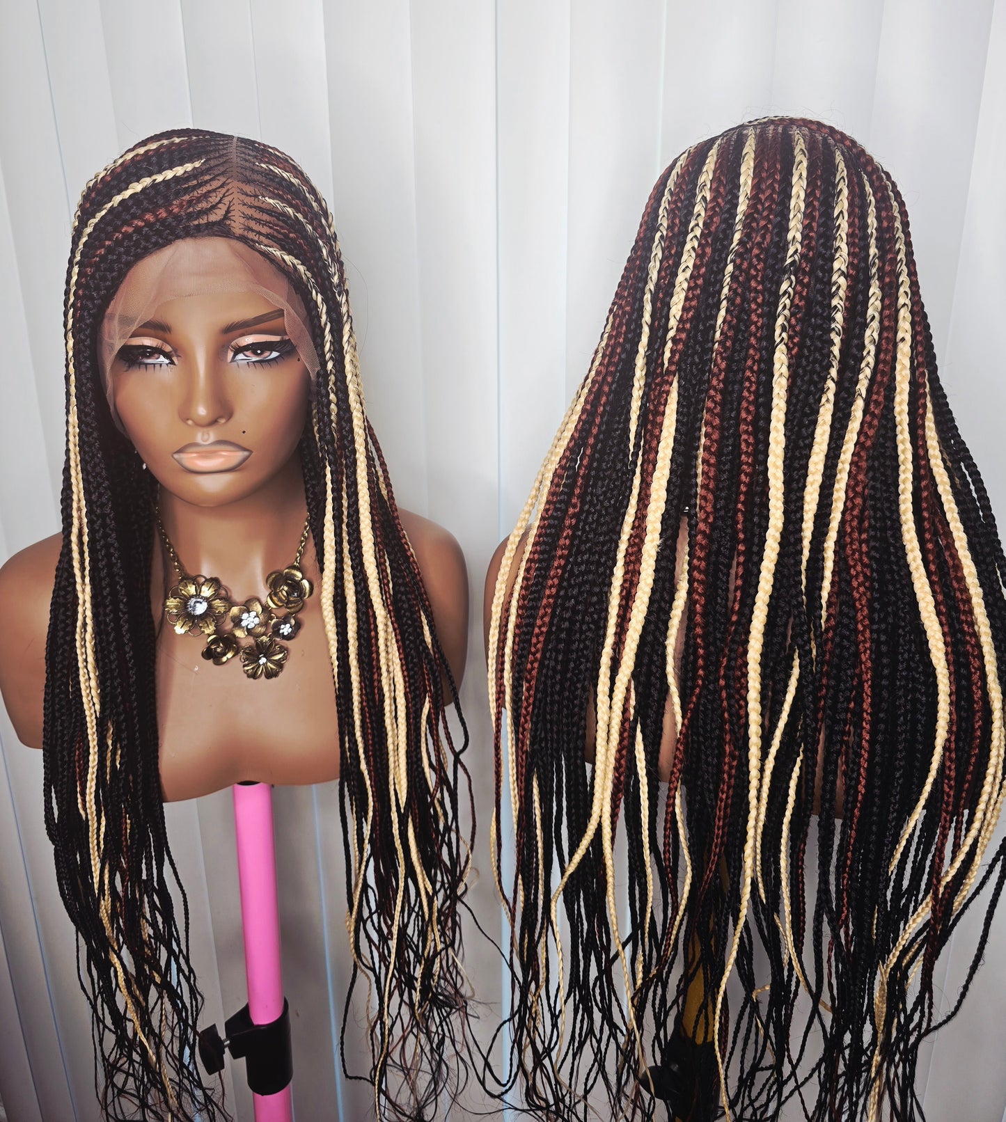 Adomac 060 C-Cut Synthetic Braided Wig for Classic Ladies Easy Styling with Multi-Color Braids and Natural Look Unisex