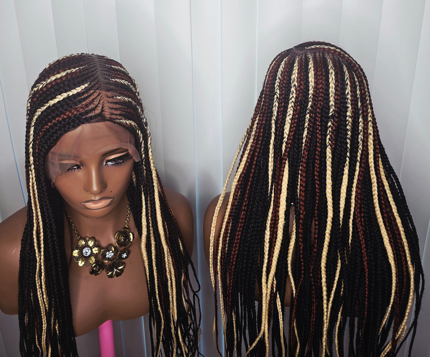 Adomac 060 C-Cut Synthetic Braided Wig for Classic Ladies Easy Styling with Multi-Color Braids and Natural Look Unisex