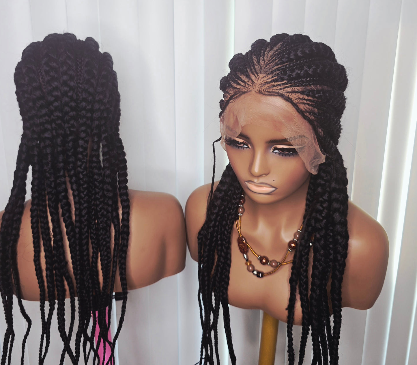 Black All Back Synthetic Braided Wig for Easy Styling Unisex Braided Design