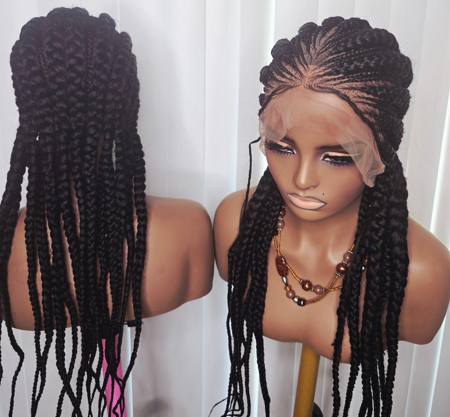 Black All Back Synthetic Braided Wig for Easy Styling Unisex Braided Design
