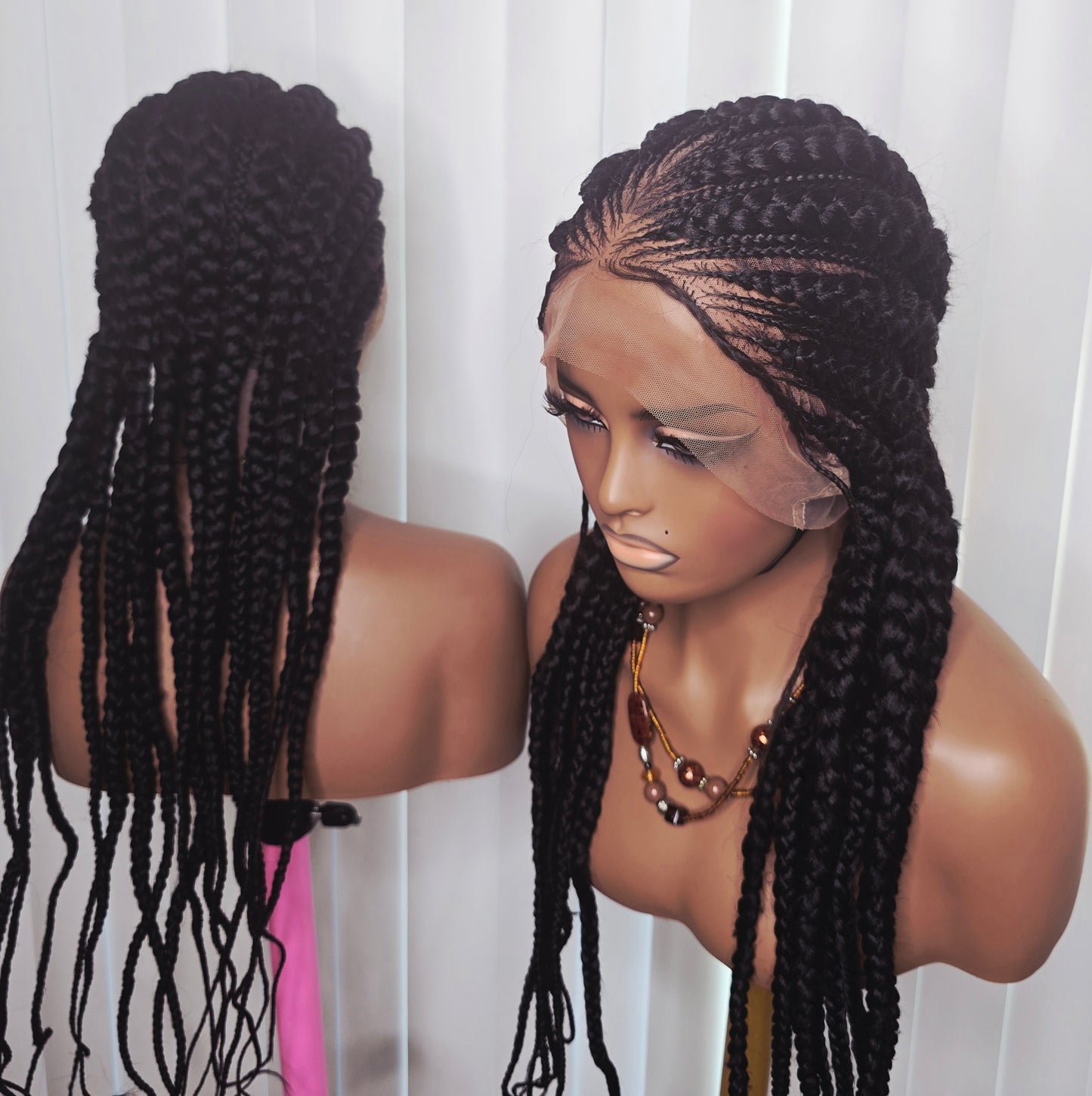 Black All Back Synthetic Braided Wig for Easy Styling Unisex Braided Design