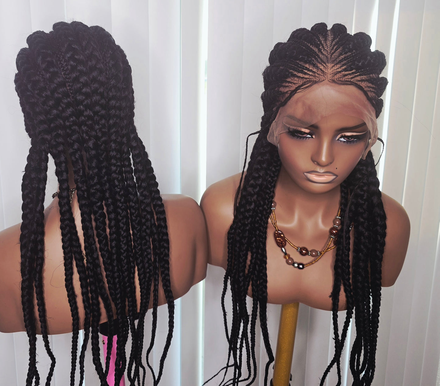 Black All Back Synthetic Braided Wig for Easy Styling Unisex Braided Design