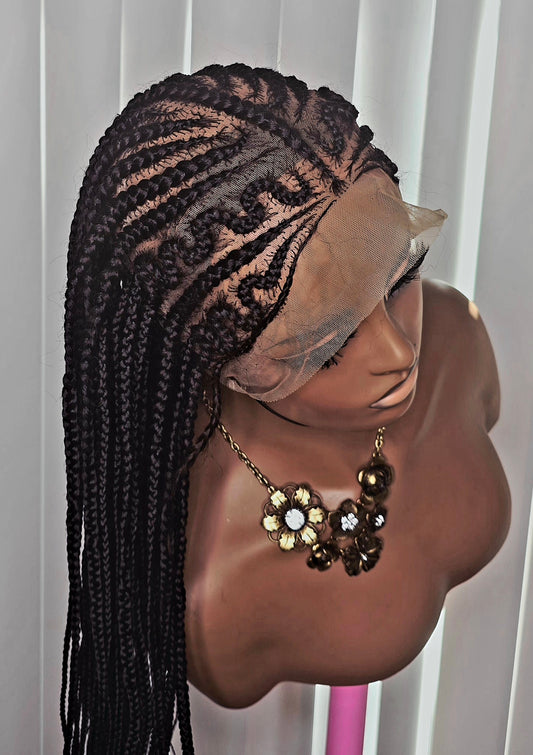 Black Alisha Keys Synthetic Braided Wig for Easy Styling with 360 full lace  and Natural Look Unisex Lightweight and Versatile