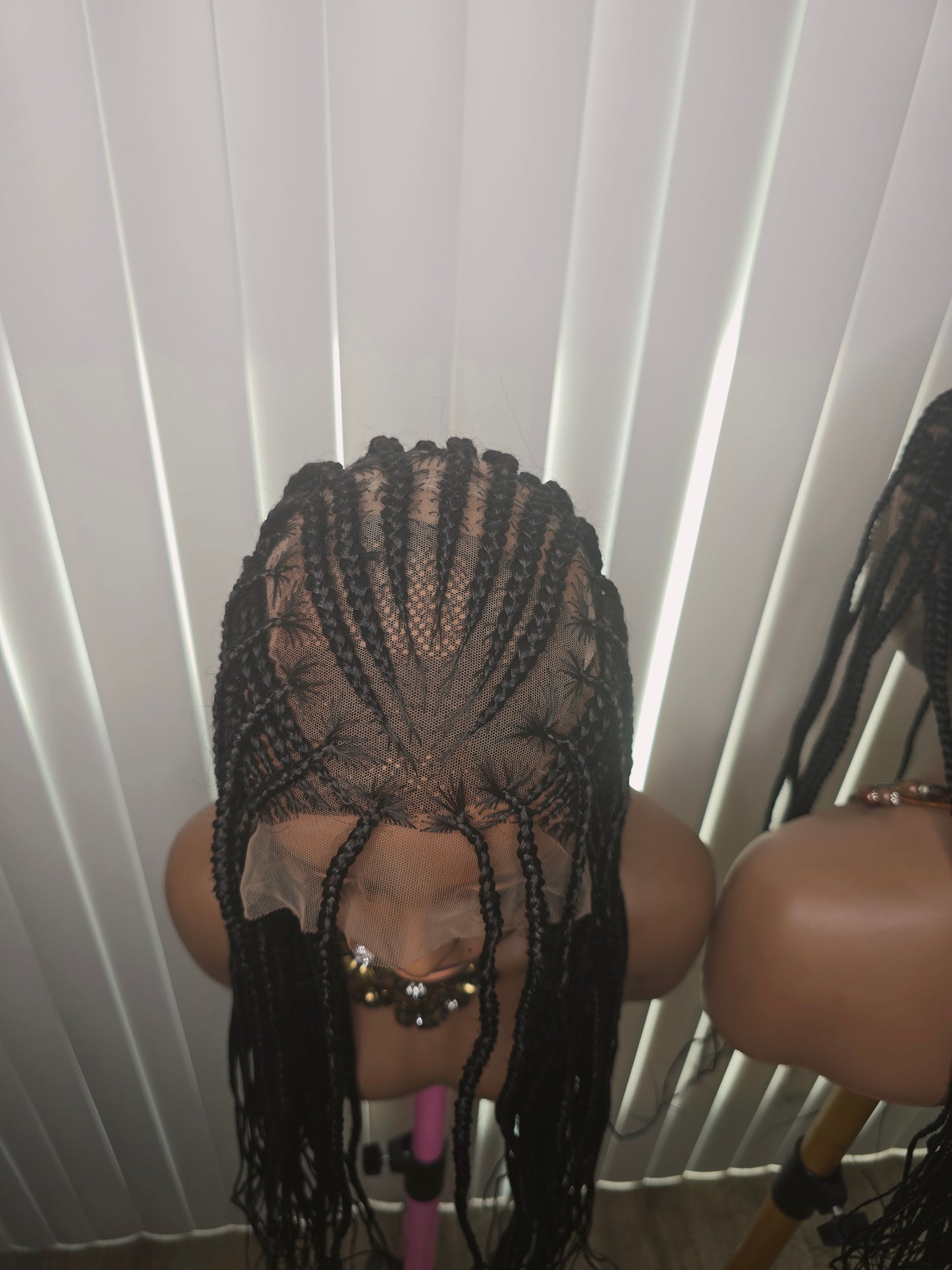Black Synthetic Braided Wig for Classic Ladies with 360 full lace Detailed Braids Stylish Versatile Elegant Hairpiece
