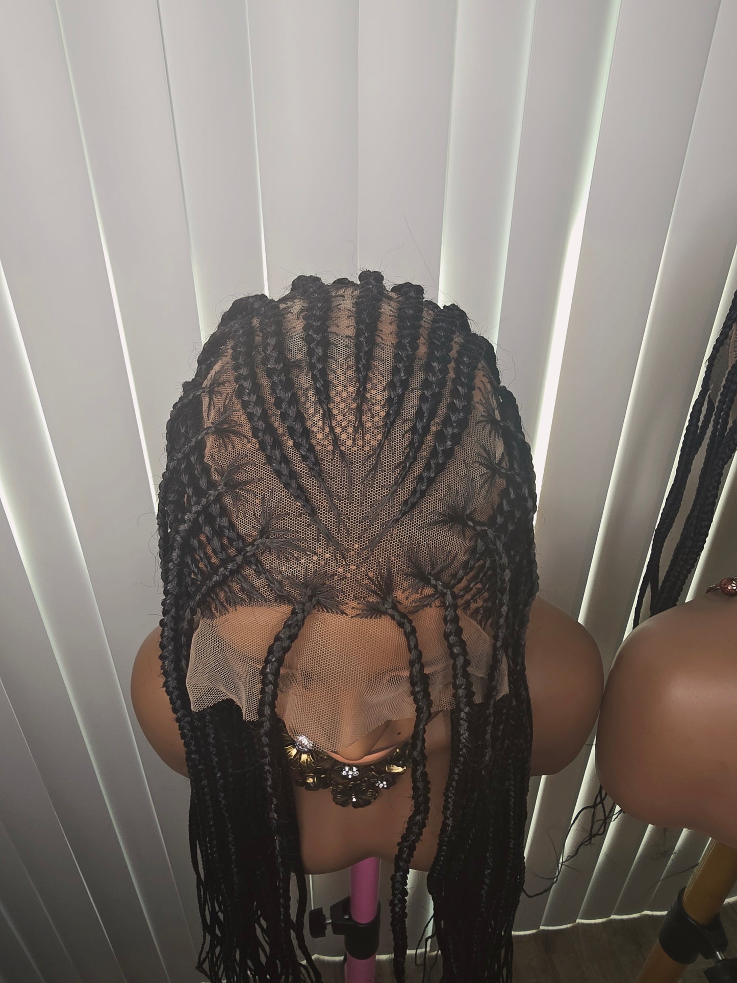 Black Synthetic Braided Wig for Classic Ladies with 360 full lace Detailed Braids Stylish Versatile Elegant Hairpiece