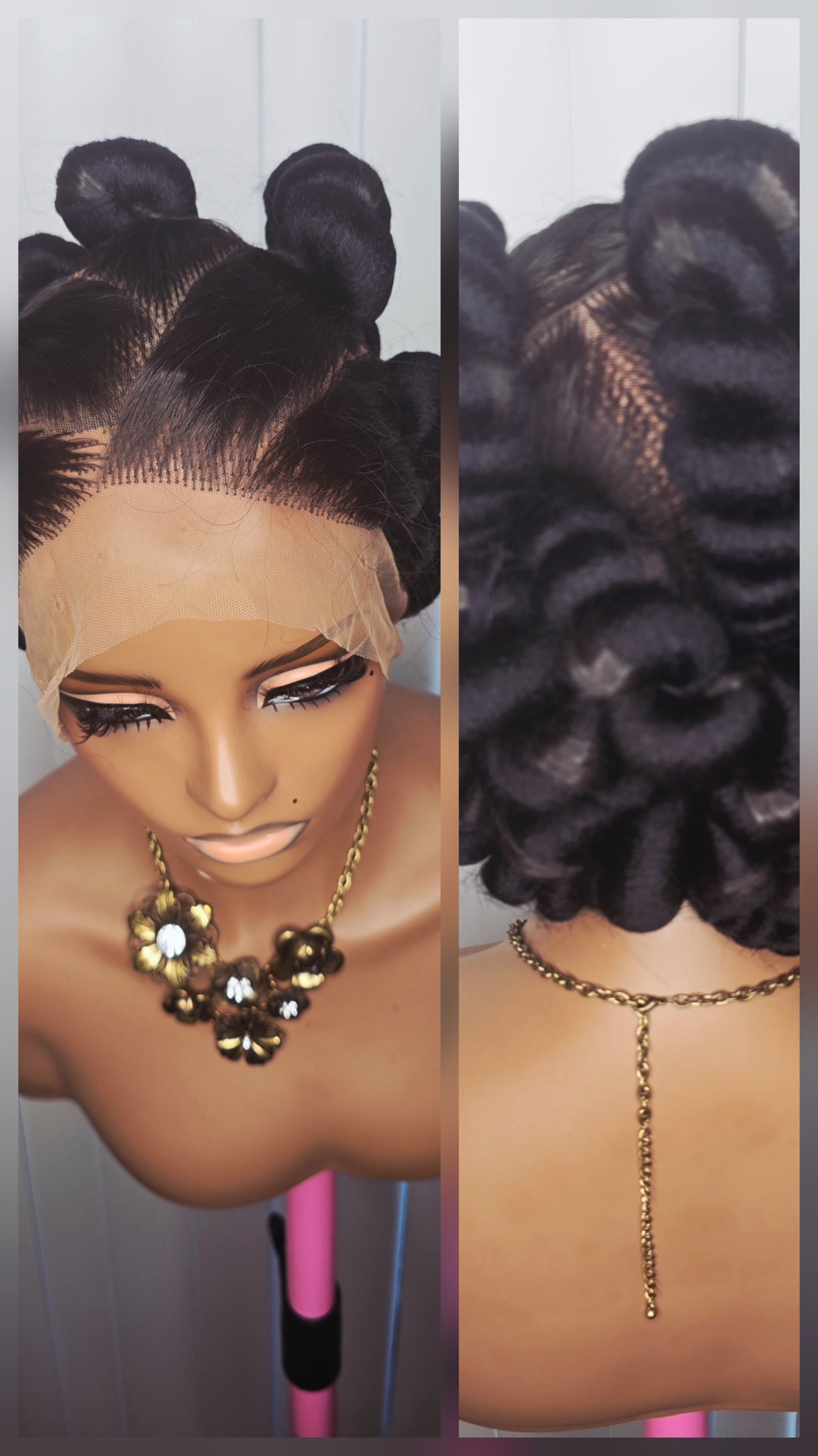 Black Packed Synthetic Braided Wig for Classic Ladies - Elegant and Durable