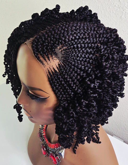 Black Side Part Synthetic Wig with 360 Full Lace for Elegant Ladies Pre-Styled for Effortless Beauty