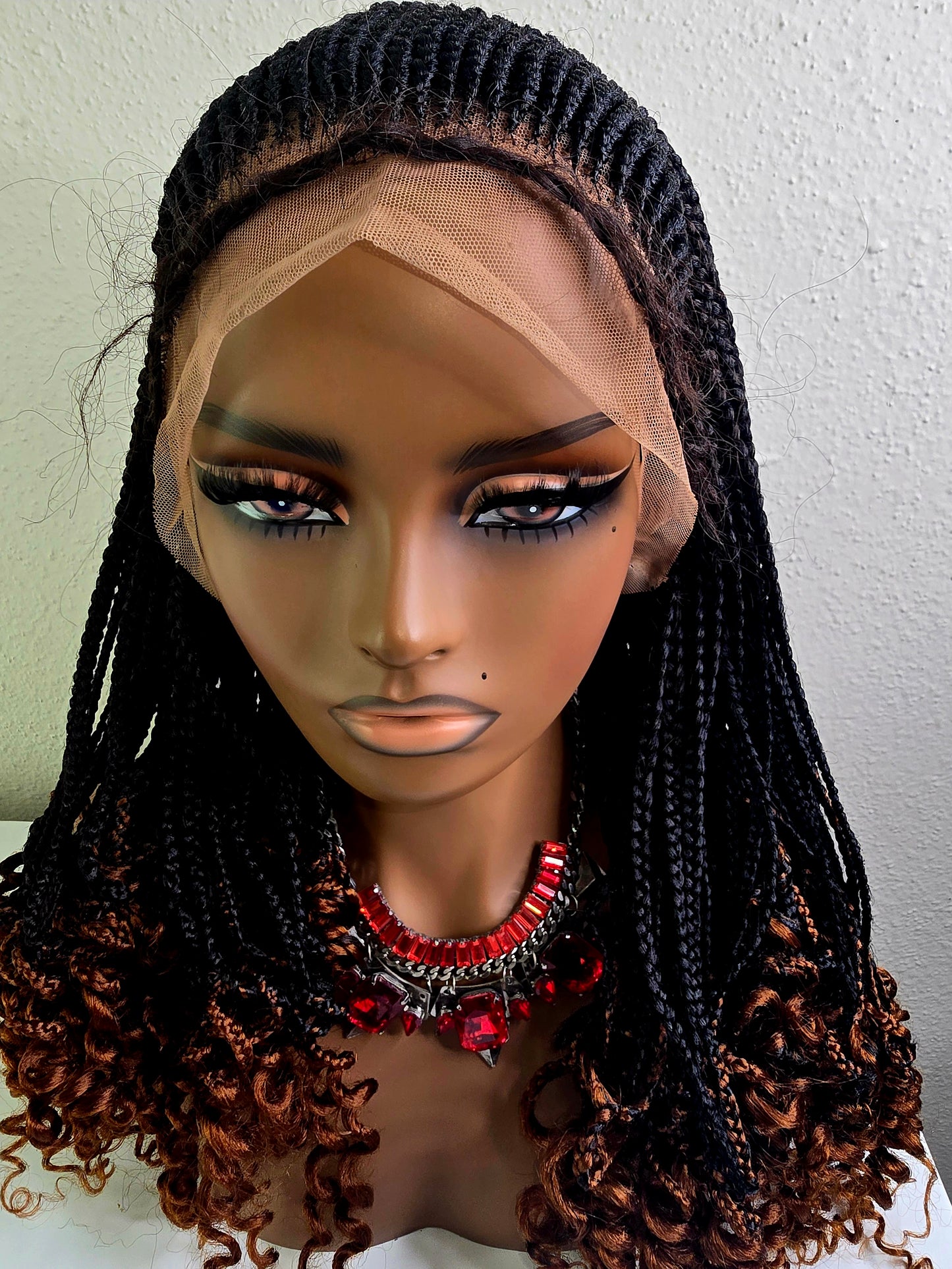 Black with Brown Tint Synthetic Braided Wig for Stylish Looks