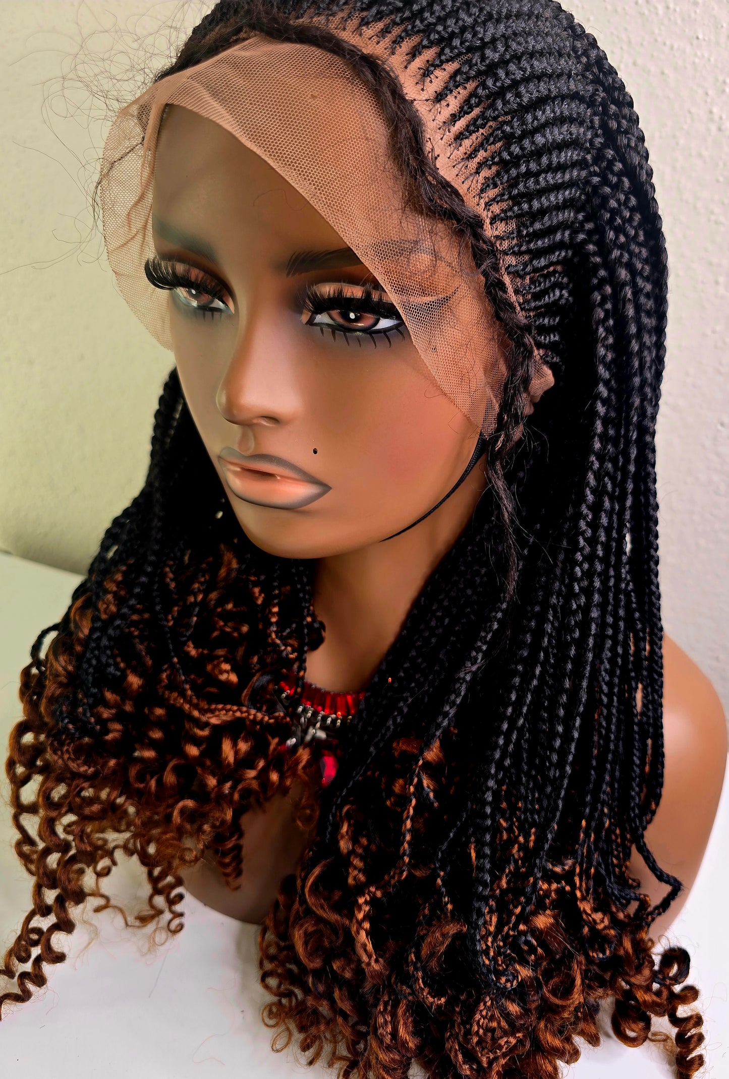 Black with Brown Tint Synthetic Braided Wig for Stylish Looks
