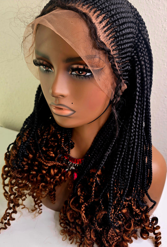 Black with Brown Tint Synthetic Braided Wig for Stylish Looks