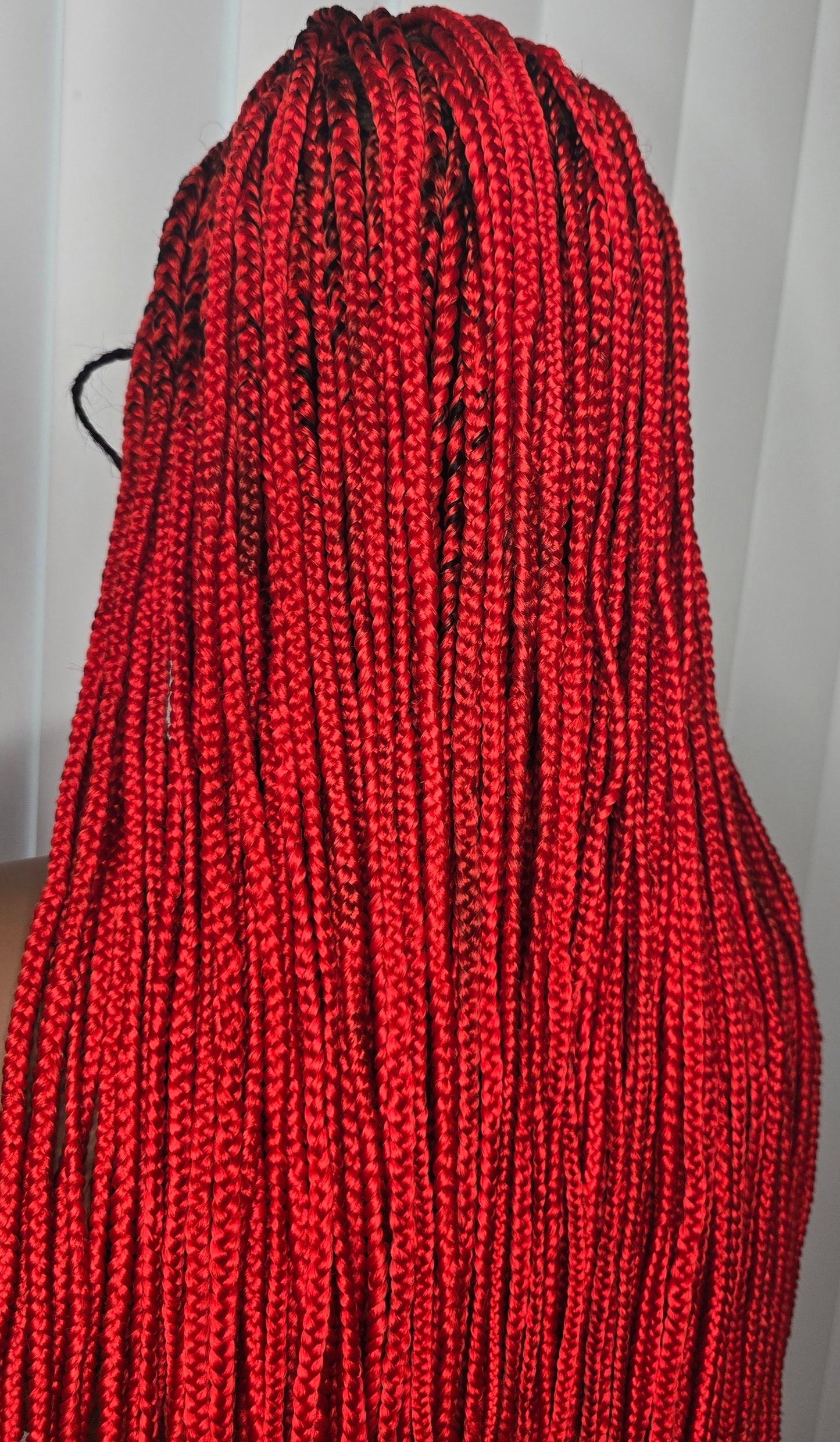 Fullace 30inches Red Knotless Braided Wig - Long Straight Synthetic Wig for Women, Vibrant Red Color, Full and Voluminous Look, Knotless Braided Style